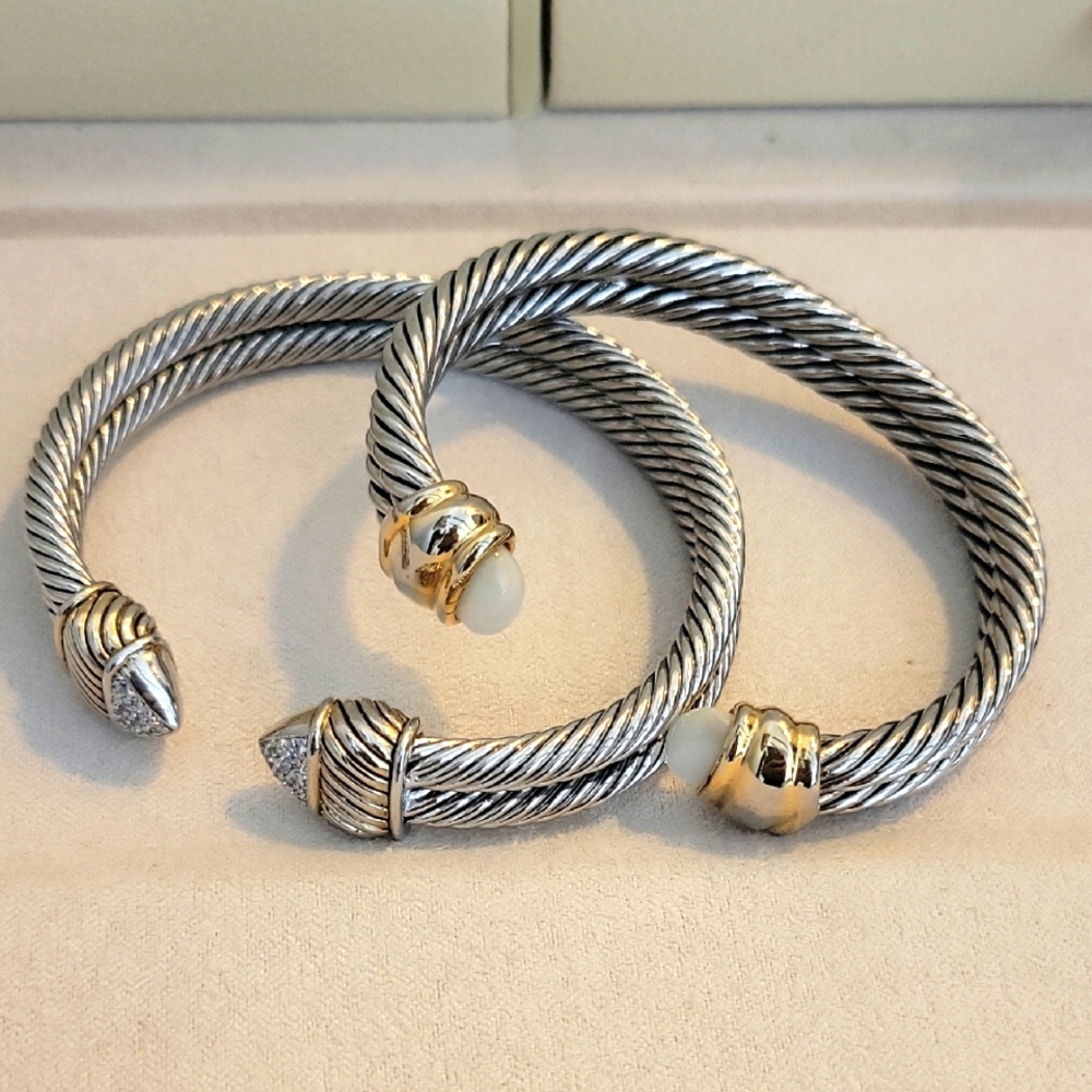 Elegant Silver and Gold Tone Women's Rope Bracelet Set